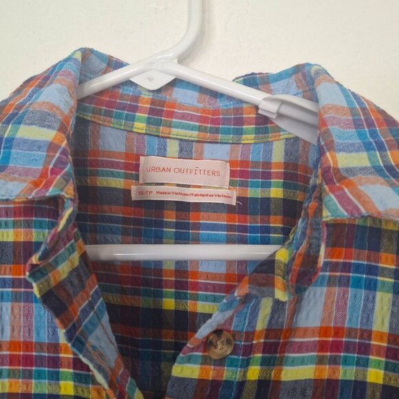 Urban Outfitters Multicolor Shacket Plaid Sz XS Button Down Oversized Bryce - Picture 8 of 15